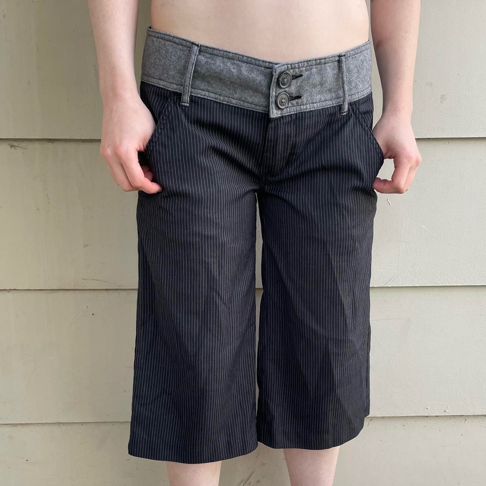 Gray Pinstripe Capri Pants